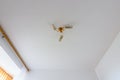 White plastered ceiling in the interior of a room with painted walls Royalty Free Stock Photo