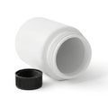 Empty white plastic bottle with black cap Royalty Free Stock Photo