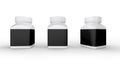 White plastic bottle with black label packaging ,clipping path i