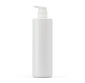 White plastic bottle with dispenser isolated on white background cosmetic bottle package 3d rendering isolated mockup. Cream, sham