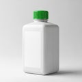 White Plastic Bottle with Green Cap and Blank Label on White Background container Royalty Free Stock Photo