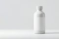 White plastic bottle with label. Space for text. Royalty Free Stock Photo