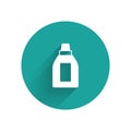 White Plastic bottle for laundry detergent, bleach, dishwashing liquid or another cleaning agent icon isolated with long Royalty Free Stock Photo