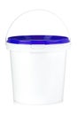 White plastic bucket with colored lid isolated on a white background Royalty Free Stock Photo