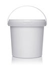 White plastic bucket with lid