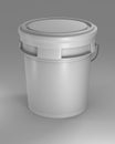 White Plastic Bucket for muck up. 3D Render