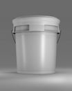 White Plastic Bucket for muck up. 3D Render