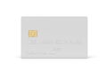 White plastic card with chip isolated on white. Payment or credi