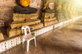 .White plastic chair in Wat Suthat Devaravaram temple royal temple at the Giant Swing in Bangkok landmark of Bangkok, Thailand Royalty Free Stock Photo