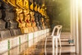 .White plastic chair in Wat Suthat Devaravaram temple royal temple at the Giant Swing in Bangkok landmark of Bangkok, Thailand Royalty Free Stock Photo