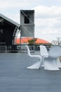 White plastic chairs in a modern style