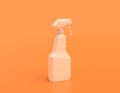 White plastic cleaner spray container in yellow orange background, flat colors, single color, 3d rendering virus protection liquid Royalty Free Stock Photo