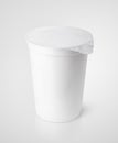 White plastic container for dairy foods with foil lid Royalty Free Stock Photo