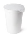 White plastic container for dairy foods with foil lid Royalty Free Stock Photo