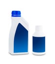White Plastic container for Engine treatment products oil isolated on white Royalty Free Stock Photo