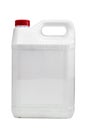 White plastic container with handle for water or other liquids with red cap Royalty Free Stock Photo