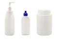 White plastic cosmetic bottles.