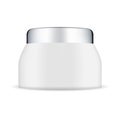 White Plastic Cream Jar Mockup with Silver Lid