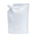 White plastic doy-pack with a corner batcher lid, Isolated