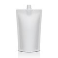 White plastic doypack stand up pouch with spout. Flexible packaging mock up for food or drink Royalty Free Stock Photo