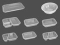 White plastic food tray isolated on grey background, plastic food container Royalty Free Stock Photo