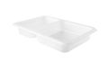 White Plastic Food Tray Two Compartments isolated on white background with clipping paths