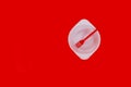 White plastic isolated empty plate fork red background cheap Royalty Free Stock Photo
