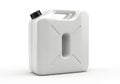 A white plastic jerrycan with a black cap isolated on white background Royalty Free Stock Photo