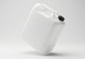 A clean white plastic jerrycan with a black cap isolated on white background Royalty Free Stock Photo