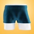 White plastic lower part of the male body in boxers on an orange background. 3d rendering. Front view