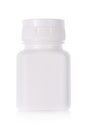 White plastic medicine bottle isolated on white Royalty Free Stock Photo