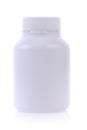 White plastic medicine bottle isolated on white Royalty Free Stock Photo