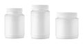 White plastic medicine bottles isolated on white. Royalty Free Stock Photo