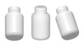 White plastic pill bottle. Medical supplement container