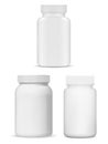 White plastic pill jar template. Vitamin supplement bottle Royalty Free Stock Photo