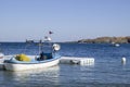 White plastic pontoon for boats and fishing boat Royalty Free Stock Photo