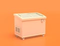 White plastic popcicle freezer in yellow orange background, flat colors, single color, 3d rendering Royalty Free Stock Photo