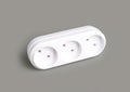 White plastic power adapter for electric plugs Royalty Free Stock Photo