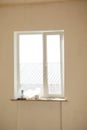 White plastic pvc window at home Royalty Free Stock Photo