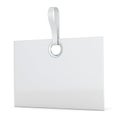 White plastic rectangular label. Vertical. 3D