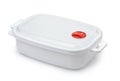 White plastic reusable food storage container