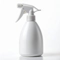 White Plastic Spray Bottle with Adjustable Nozzle on White Background Royalty Free Stock Photo