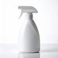 White Plastic Spray Bottle Isolated on White Background with Studio Lighting Royalty Free Stock Photo