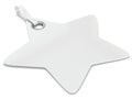 White plastic star label. Horizontal. 3D