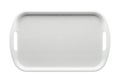 A white plastic tray with rounded corners and a textured surface on an isolated white background Royalty Free Stock Photo