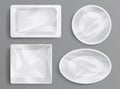 White plastic trays, package with clear film Royalty Free Stock Photo