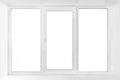 White plastic triple door window isolated on white background. Royalty Free Stock Photo