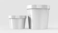 White Plastic Tub Container For Dessert, Yogurt, Ice Cream, Sour cream Or Snack. Ready For Your Design.