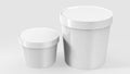 White Plastic Tub Container For Dessert, Yogurt, Ice Cream, Sour cream Or Snack. Ready For Your Design.