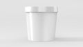 White Plastic Tub Container For Dessert, Yogurt, Ice Cream, Sour cream Or Snack. Ready For Your Design.